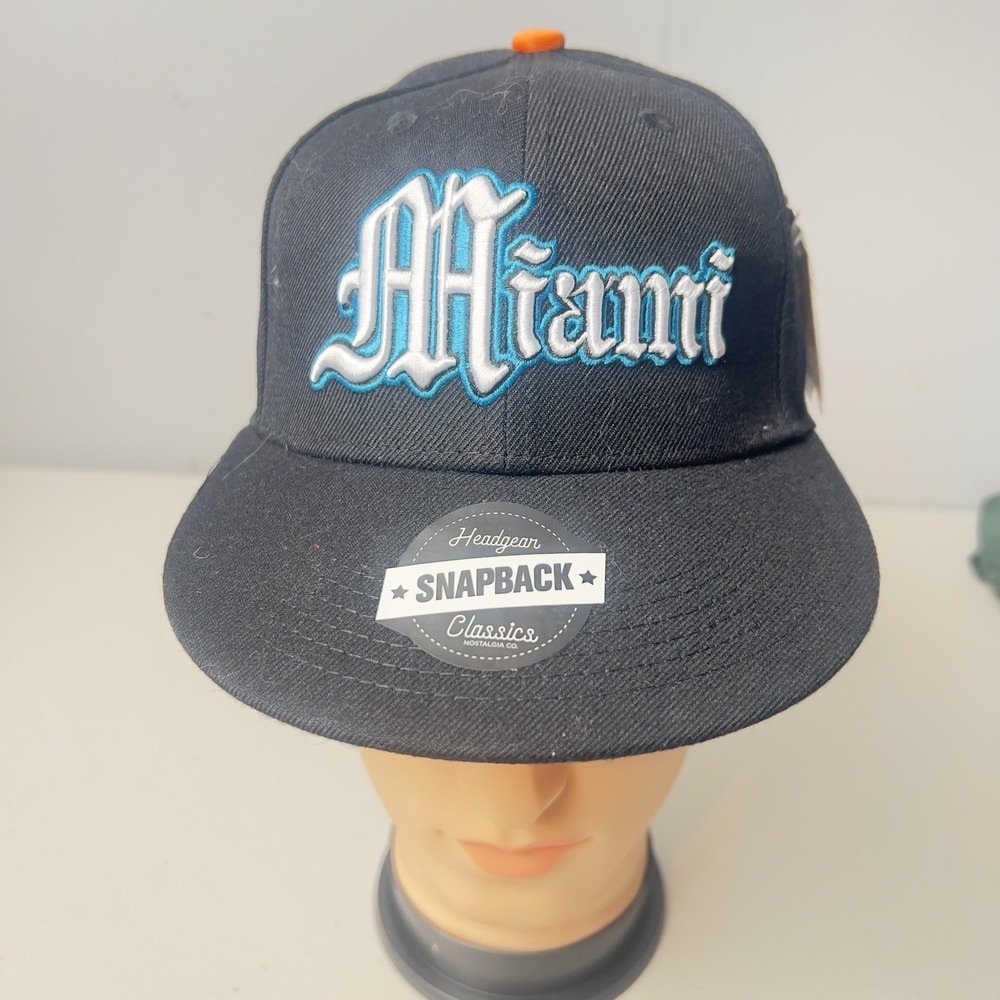 Miami Hat Cap Snap Back Mens One Size Black Headgear Classics Twill City